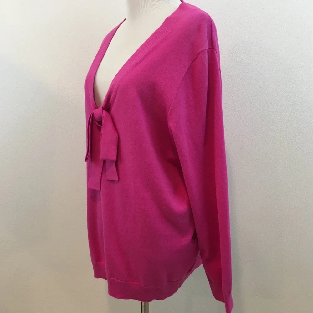 J. Crew | Hot Pink Long Sleeve Pop Over Sweater